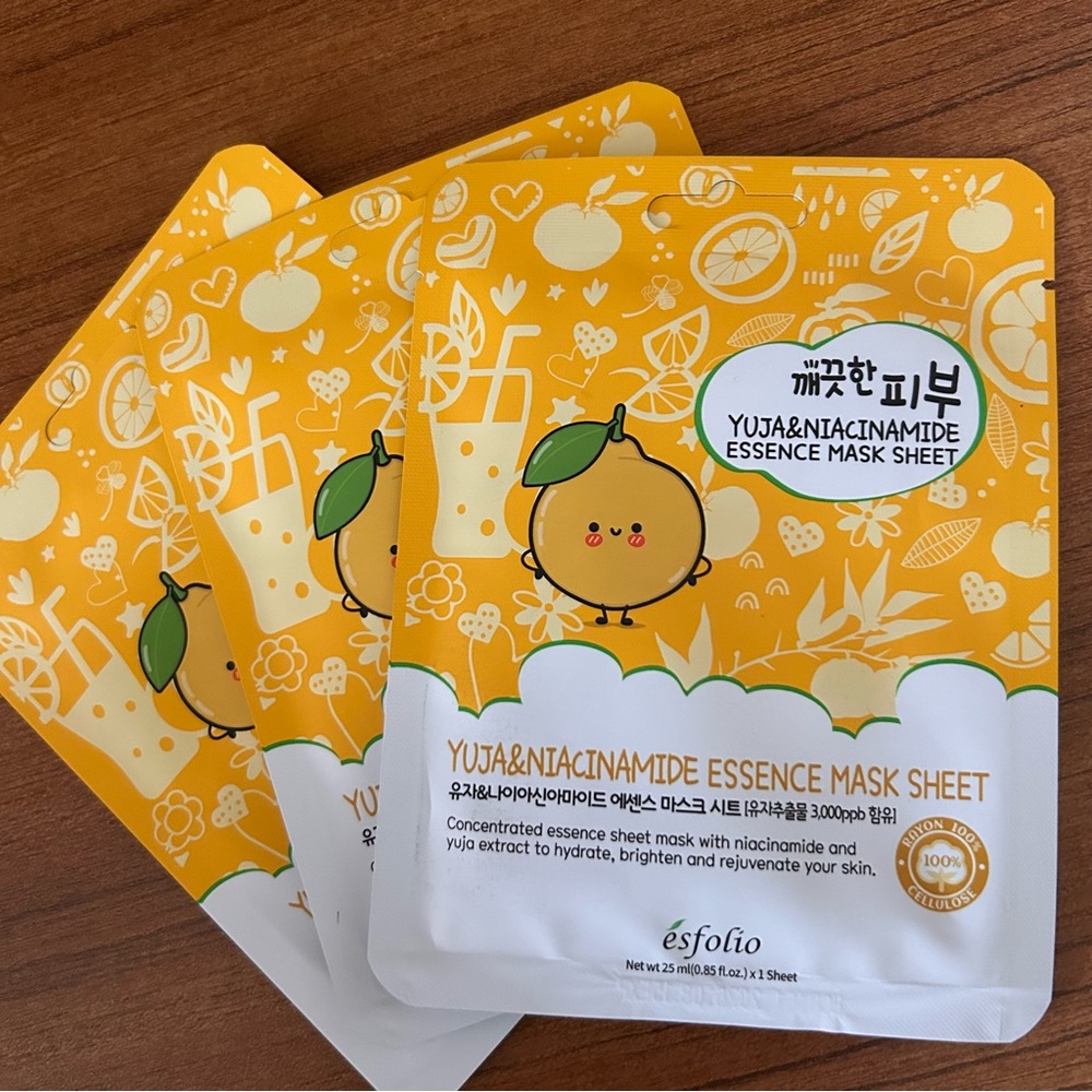 3 Esfolio Yuja & Niacinamide Essence Mask Sheets NEW PC S Korean
